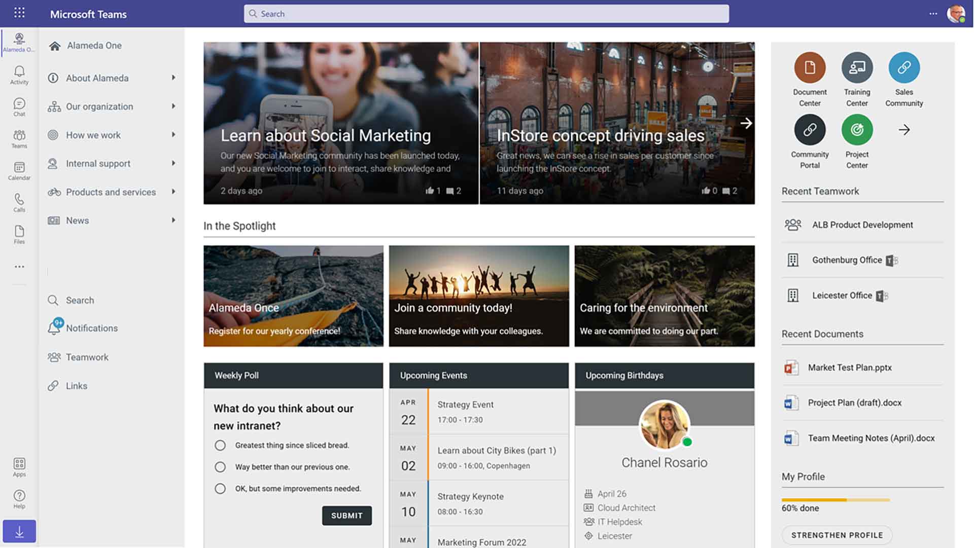 The full intranet experience in Microsoft Teams